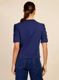 VOGUE WILLIAMS Navy Ruched Tshirt 10 7 VOGUE WILLIAMS Navy Ruched Tshirt 10 -Fit In Dress Sales tuc144157331 Navy R Z003A
