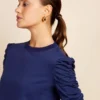VOGUE WILLIAMS Navy Ruched Tshirt 18