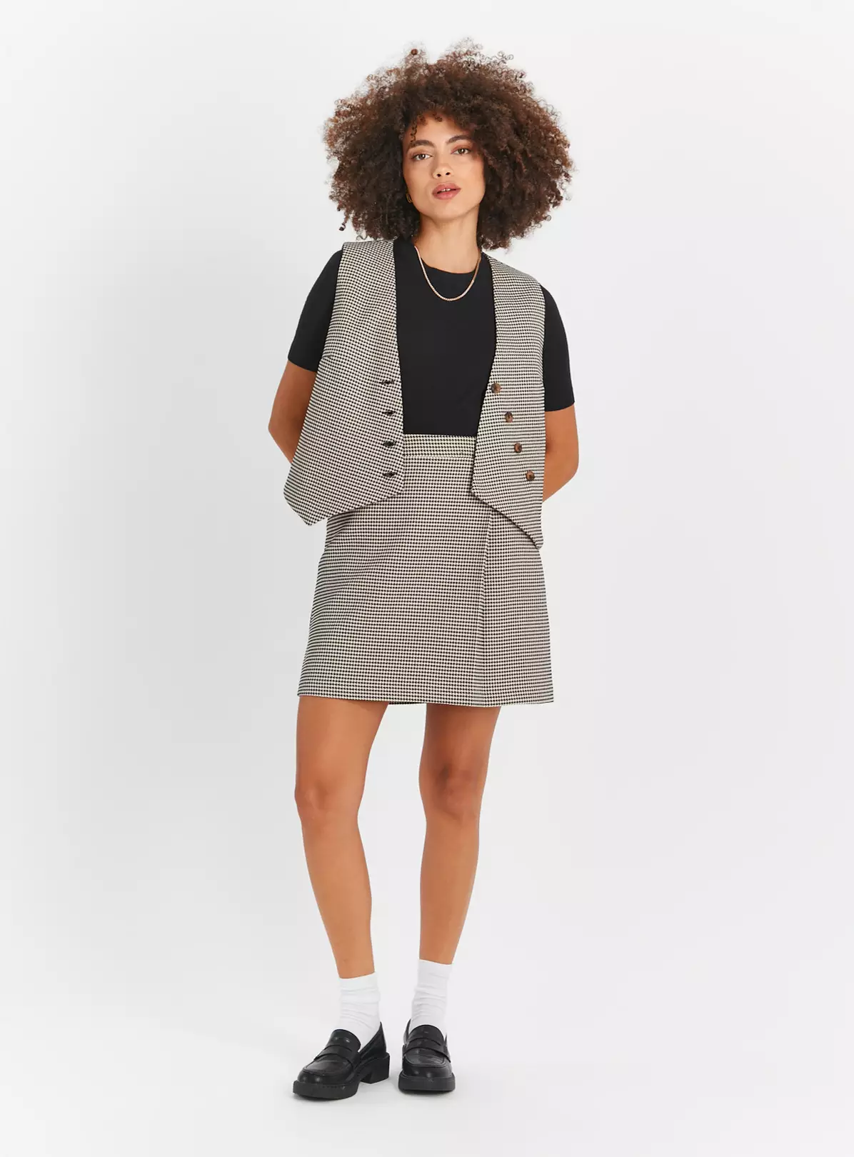 Monochrome Dogtooth Mini Skirt16 2 Monochrome Dogtooth Mini Skirt16 - Image 2