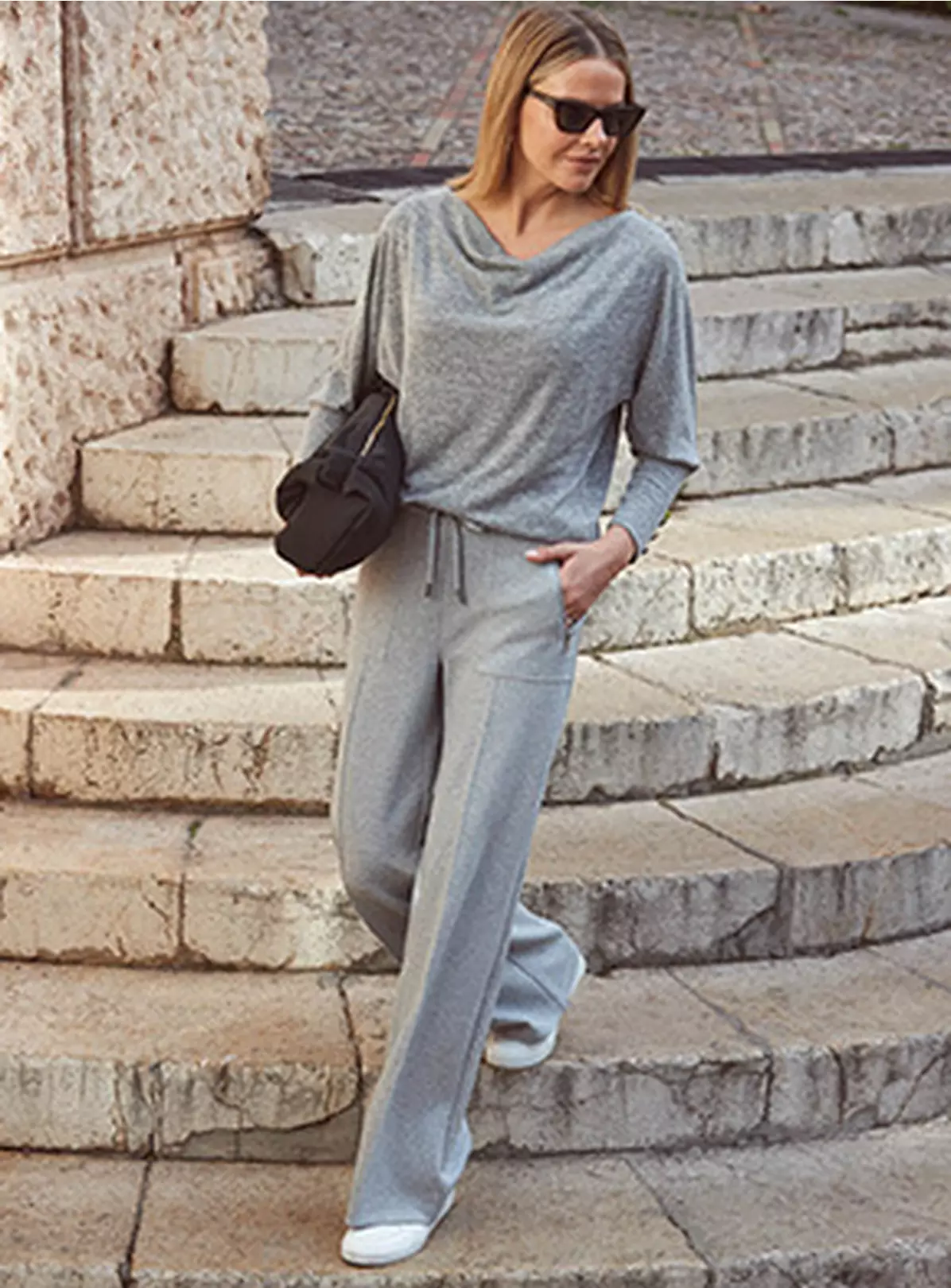 SOSANDAR Grey Cowl Neck Brushed Long Sleeve Top 16 5 SOSANDAR Grey Cowl Neck Brushed Long Sleeve Top 16 - Image 5