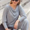 SOSANDAR Grey Cowl Neck Brushed Long Sleeve Top 8
