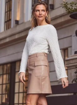 SOSANDAR Textured High Neck Top 18 7 SOSANDAR Textured High Neck Top 18 -Fit In Dress Sales tuc144167133 Cream R Z003A 1