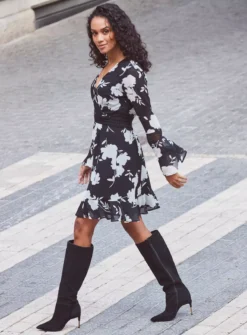 SOSANDAR Fluted Hem Dress 16 -Fit In Dress Sales tuc144174721 Multi20Coloured R Z003A