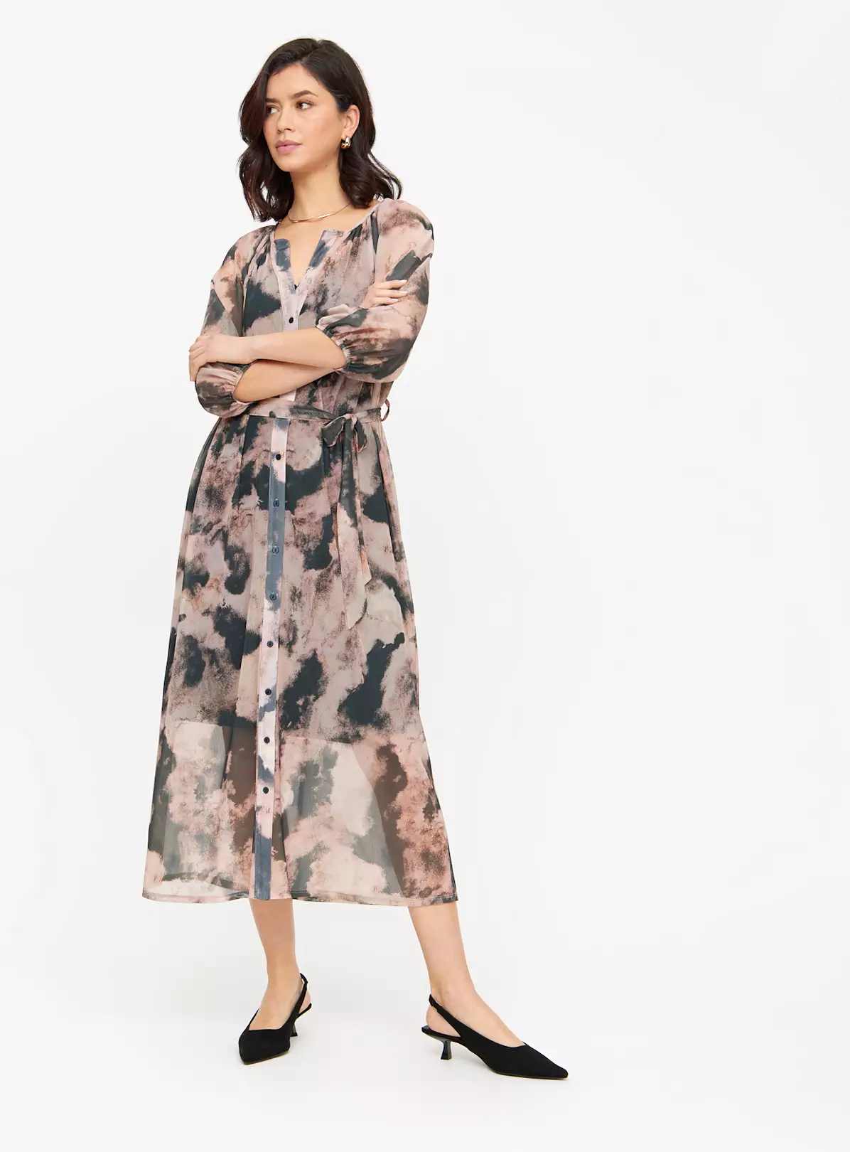 Abstract Print Mesh Shirt Dress 22 4 Abstract Print Mesh Shirt Dress 22 - Image 4