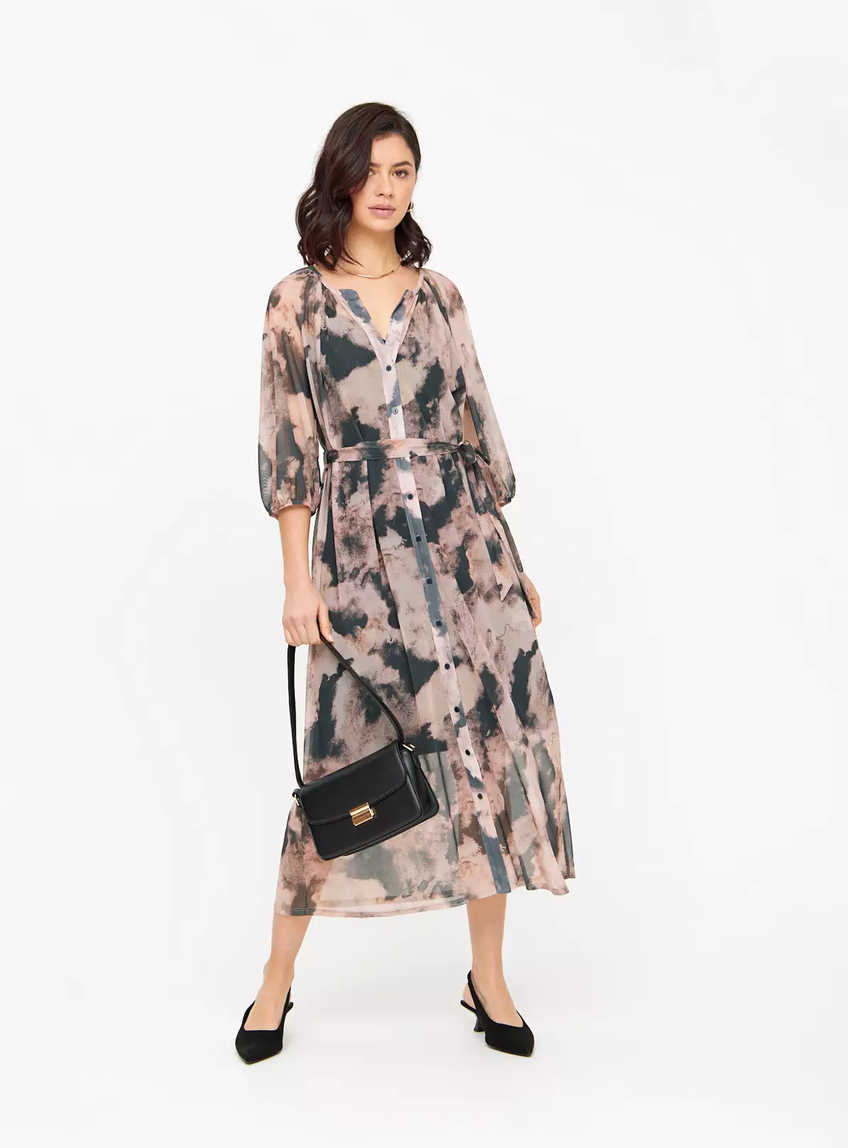 Abstract Print Mesh Shirt Dress 22 2 Abstract Print Mesh Shirt Dress 22 - Image 2