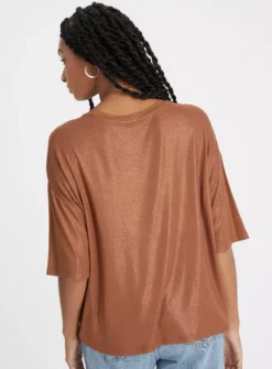Bronze Metallic Relaxed Fit Top 18