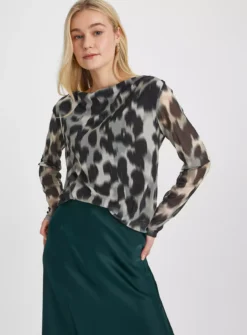 Blurred Animal Print Mesh Top 22 7 Blurred Animal Print Mesh Top 22 -Fit In Dress Sales tuc144200837 Multi20Coloured R Z001A