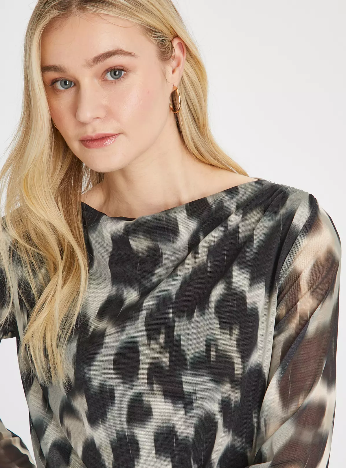 Blurred Animal Print Mesh Top 22 1 Blurred Animal Print Mesh Top 22