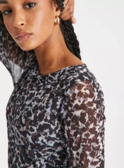 Multi Print Mesh Long Sleeve Top 24