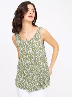 Khaki Ditsy Vest Top 18 -Fit In Dress Sales tuc144205451 Khaki R Z001A