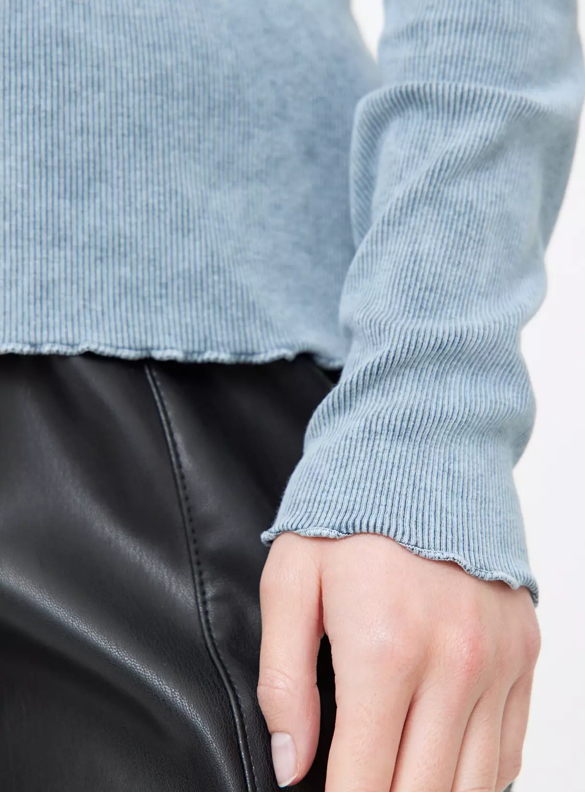 Grey Washed Rib Lettuce Hem Top 18 2 Grey Washed Rib Lettuce Hem Top 18 - Image 2