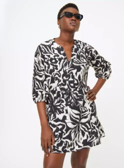 Monochrome Floral Tiered Dress 18 -Fit In Dress Sales tuc144296891 Multi20Coloured R Z001A