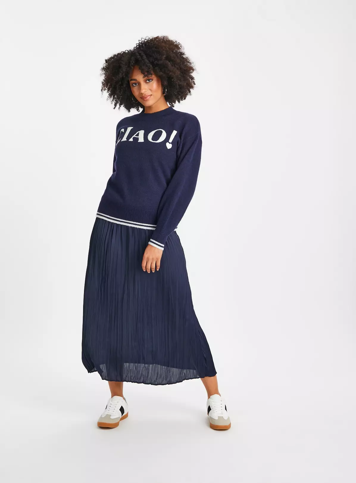 Navy Pleated Satin Midaxi Skirt 16 2 Navy Pleated Satin Midaxi Skirt 16 - Image 2