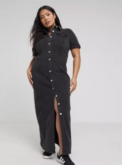 SIMPLY BE Short Sleeve Maxi Denim Dress 20 7 SIMPLY BE Short Sleeve Maxi Denim Dress 20 -Fit In Dress Sales tuc144299144 Black R Z001A