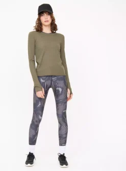 Active Khaki Ribbed Long Sleeve Top S