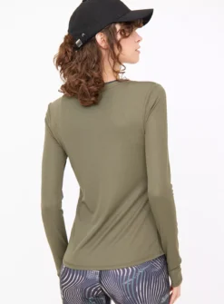 Active Khaki Ribbed Long Sleeve Top S -Fit In Dress Sales tuc144301486 Khaki R Z004A 1