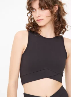 Active Black Wrap Hem Cropped Top L -Fit In Dress Sales tuc144301654 Black R Z001A