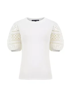 FRENCH CONNECTION Rosana Anges Broiderie T Shirt XL 6 FRENCH CONNECTION Rosana Anges Broiderie T Shirt XL -Fit In Dress Sales tuc144325007 White R Z004A