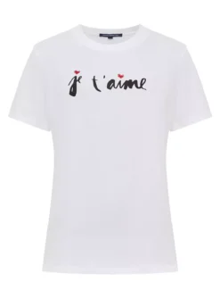 FRENCH CONNECTION Je T'Aime Graphic T Shirt L 6 FRENCH CONNECTION Je T'Aime Graphic T Shirt L -Fit In Dress Sales tuc144325251 White R Z004A 1