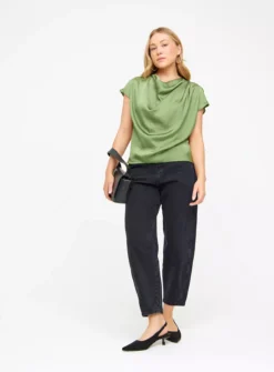 Khaki Satin Cowl Neck Top 24 -Fit In Dress Sales tuc144335766 Khaki R Z002A