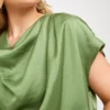 Khaki Satin Cowl Neck Top 24