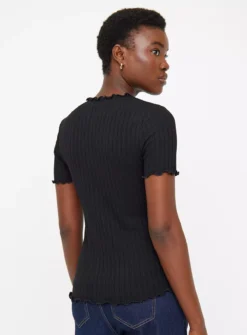Black Lettuce Hem Ribbed Top10 -Fit In Dress Sales tuc144352697 Black R Z004A