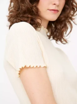 Cream Lettuce Hem Ribbed Top 16 -Fit In Dress Sales tuc144352769 Cream R Z003A