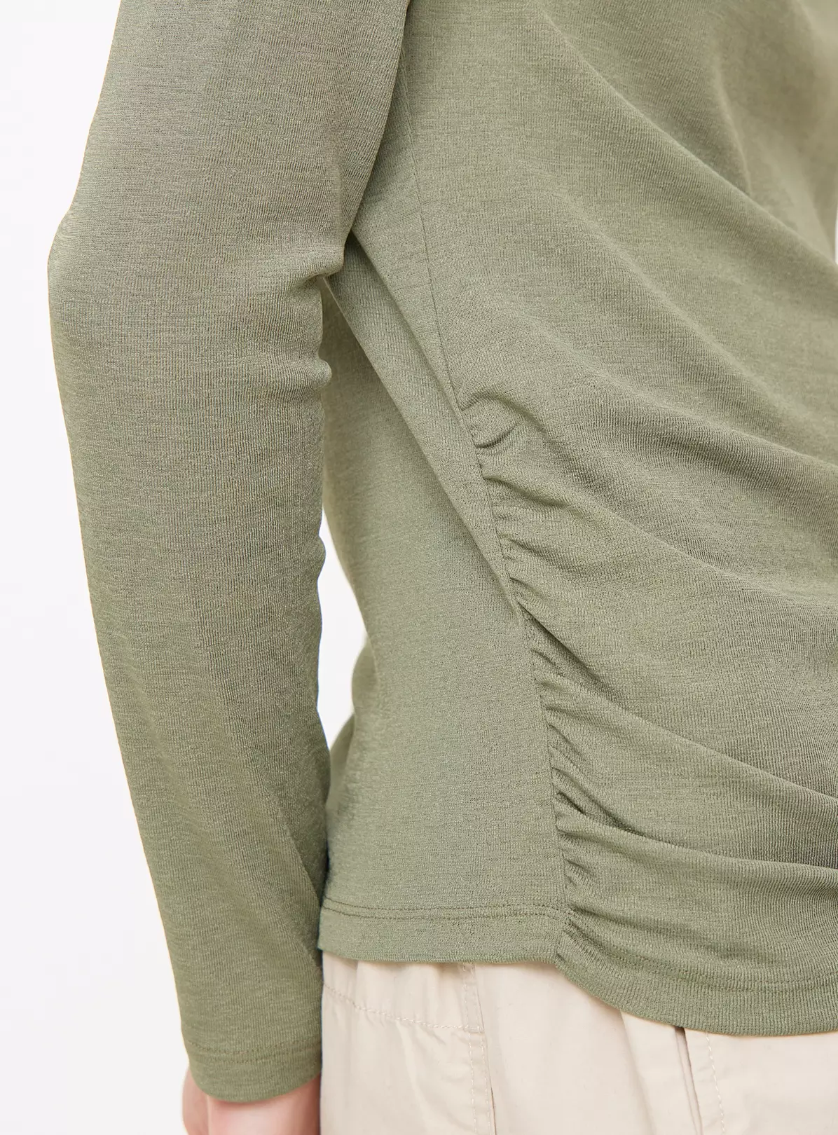 Khaki Ruched Side Long Sleeve Top 12 1 Khaki Ruched Side Long Sleeve Top 12