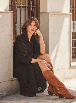 SOSANDAR Black Broderie Detail Midi Shirt Dress 16 -Fit In Dress Sales tuc144368576 Black R Z002A