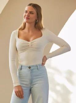 SOSANDAR Natural Jacquard Ribbed Jersey Top 12 9 SOSANDAR Natural Jacquard Ribbed Jersey Top 12 -Fit In Dress Sales tuc144373092 White R Z001A