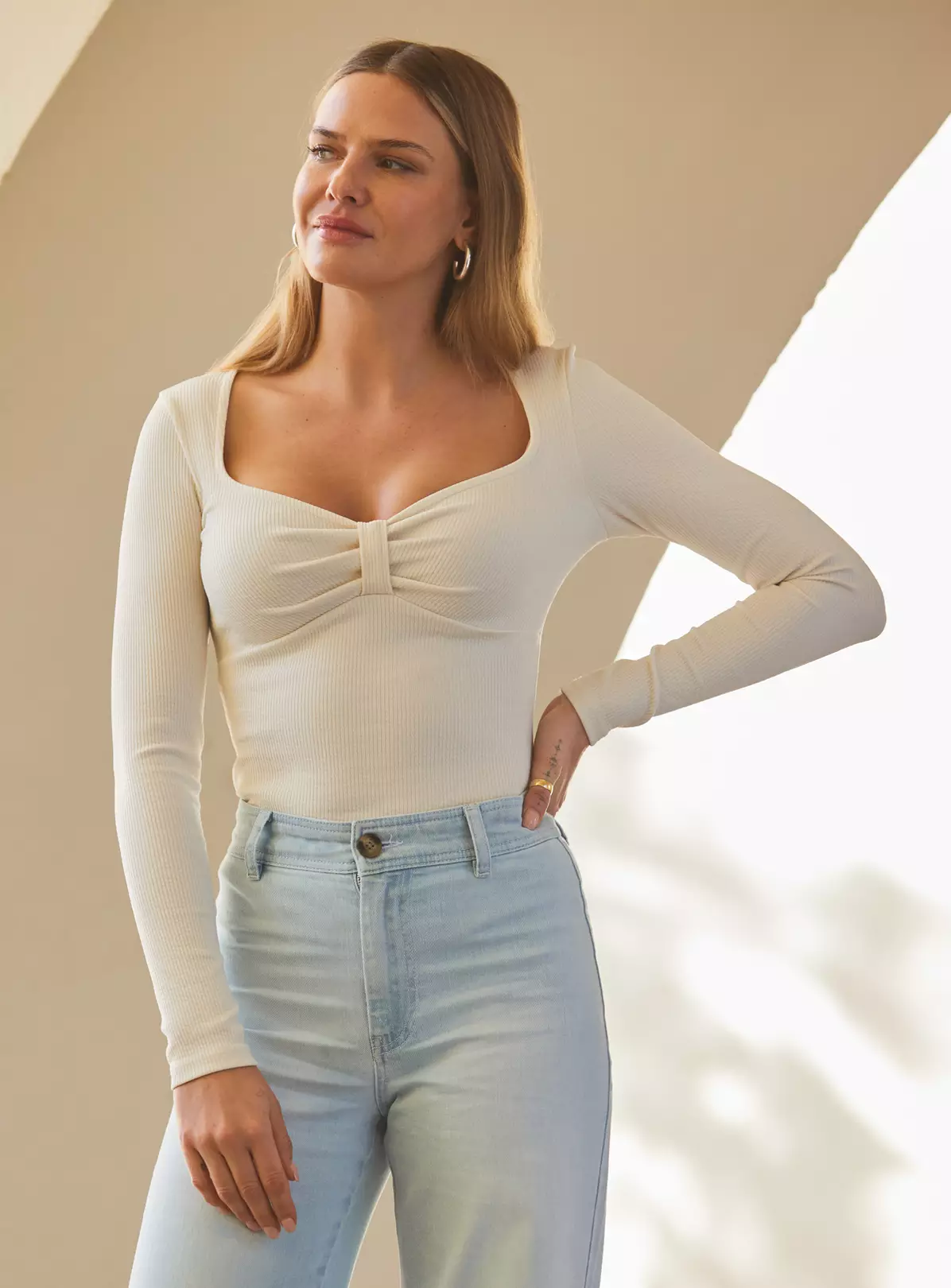 SOSANDAR Natural Jacquard Ribbed Jersey Top 12 5 SOSANDAR Natural Jacquard Ribbed Jersey Top 12 - Image 5