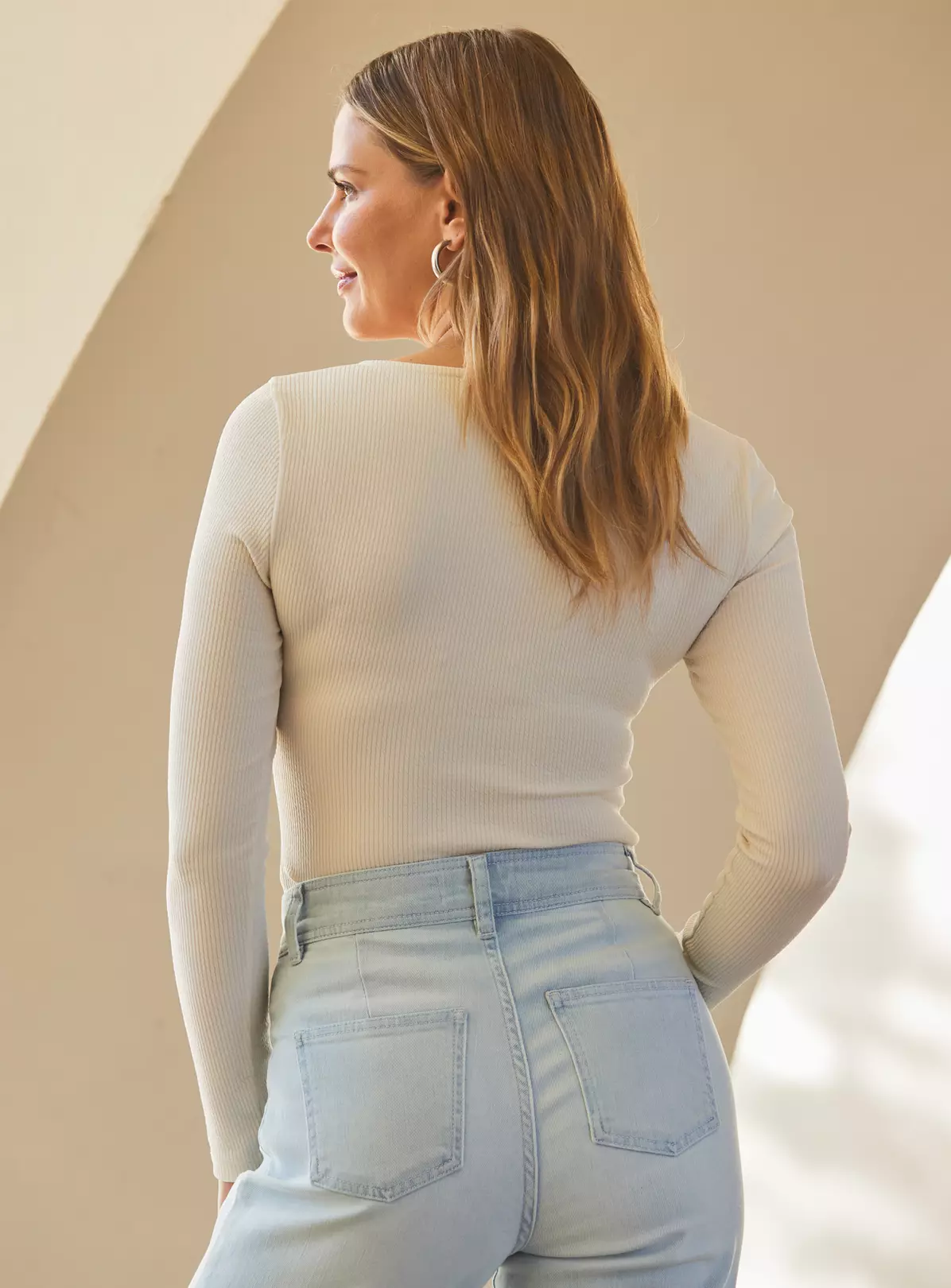 SOSANDAR Natural Jacquard Ribbed Jersey Top 12 3 SOSANDAR Natural Jacquard Ribbed Jersey Top 12 - Image 3