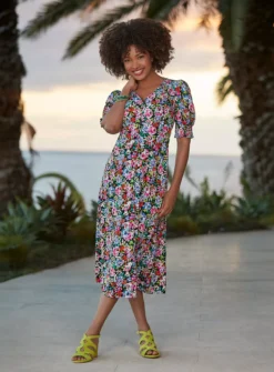 JOE BROWNS Neon Pop Floral Midi Dress 12 -Fit In Dress Sales tuc144399276 Multi20Coloured R Z003A