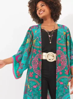 JOE BROWNS Placement Print Flared Sleeve Kimono 16