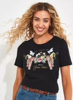 JOE BROWNS Tiger 'Be Proud' Graphic Tee 16 -Fit In Dress Sales tuc144401612 Black R Z001A