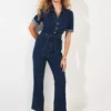 JOE BROWNS Collared Button Front Denim Jumpsuit 18