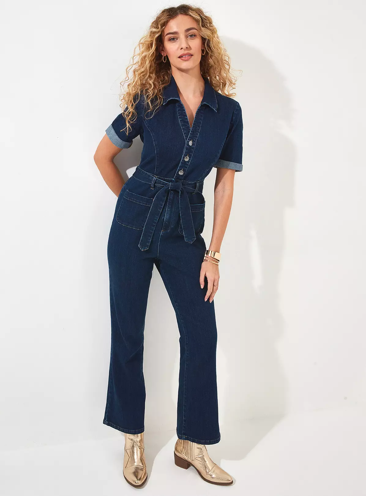 JOE BROWNS Collared Button Front Denim Jumpsuit 18 1 JOE BROWNS Collared Button Front Denim Jumpsuit 18