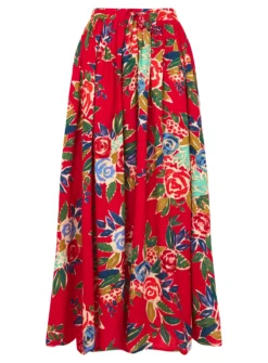 JOE BROWNS Tie Waist Floral Maxi Skirt 12 8 JOE BROWNS Tie Waist Floral Maxi Skirt 12 -Fit In Dress Sales tuc144404805 Red R Z002A 1