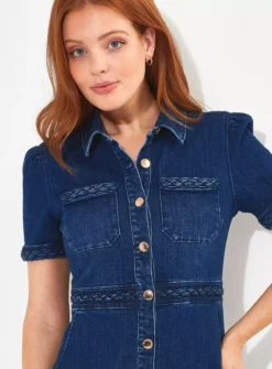 JOE BROWNS Button Down Bodycon Denim Dress 10 9 JOE BROWNS Button Down Bodycon Denim Dress 10 -Fit In Dress Sales tuc144404928 Blue R Z005A