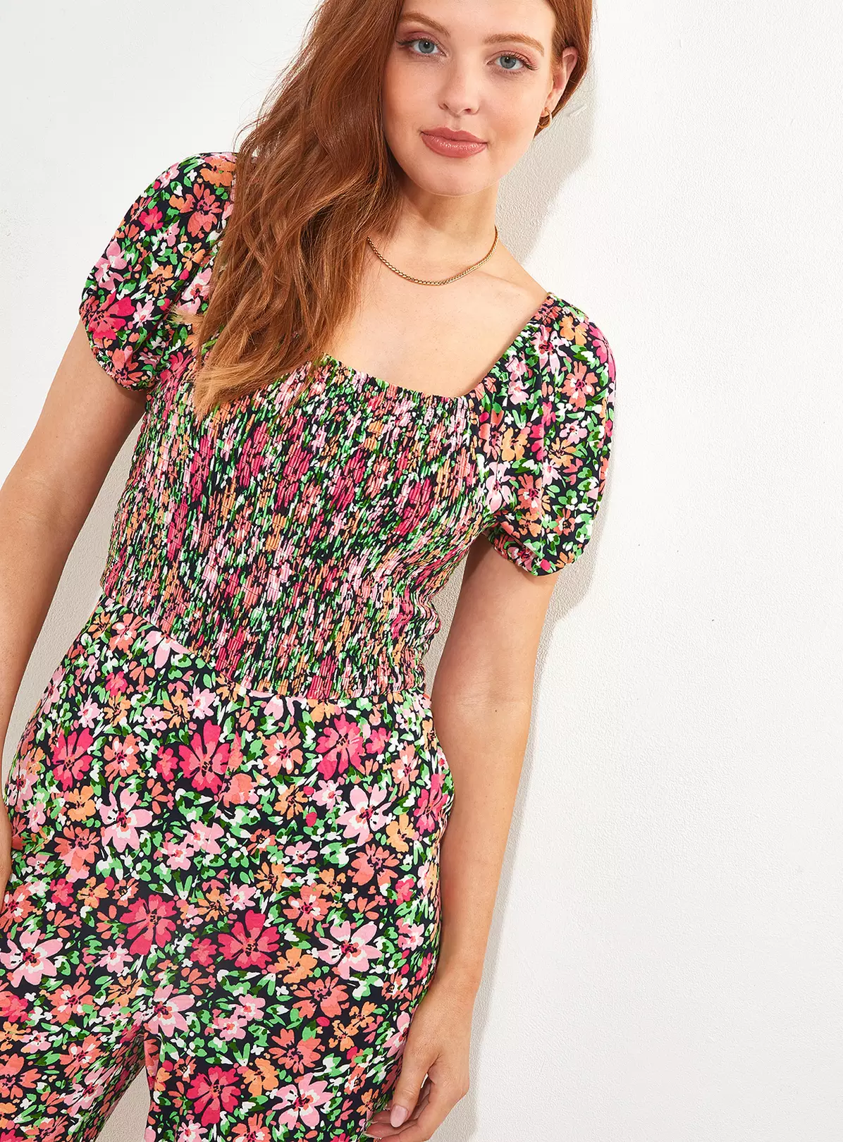 JOE BROWNS Floral Shirred Wide Leg Jumpsuit Petite 14 1 JOE BROWNS Floral Shirred Wide Leg Jumpsuit Petite 14