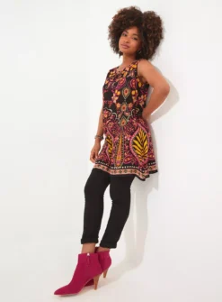 JOE BROWNS Boho Contrast Print Sleeveless Tunic 18 8 JOE BROWNS Boho Contrast Print Sleeveless Tunic 18 -Fit In Dress Sales tuc144414202 Black R Z004A 1