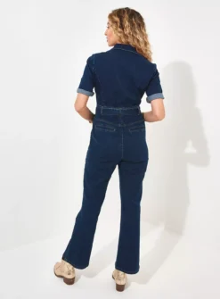 JOE BROWNS Collared Button Front Denim Jumpsuit Petite 16 8 JOE BROWNS Collared Button Front Denim Jumpsuit Petite 16 -Fit In Dress Sales tuc144416195 Blue R Z004A