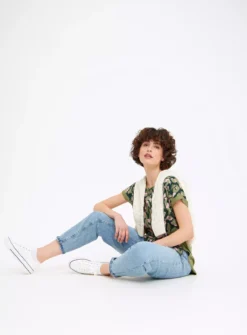 Khaki Woven Abstract Print Top 24 -Fit In Dress Sales tuc144449536 Khaki R Z002A