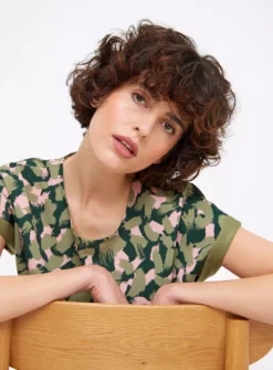 Khaki Woven Abstract Print Top 24 -Fit In Dress Sales tuc144449536 Khaki R Z003A