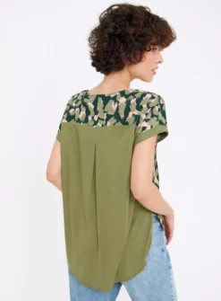 Khaki Woven Abstract Print Top 24 -Fit In Dress Sales tuc144449536 Khaki R Z004A