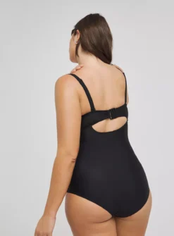 FIGLEAVES Tailor Twist Underwired Bandeau Tummy Control Swimsuit Longer Length 36E