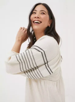 FATFACE Tory Embroidered Tunic XL -Fit In Dress Sales tuc144500240 Oatmeal R Z003A 1