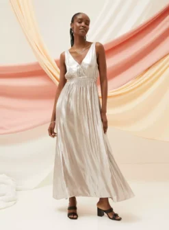 FATFACE Mimosa Metallic Maxi Dress 8 -Fit In Dress Sales tuc144503951 Silver R Z001A