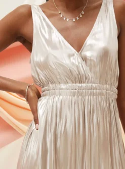 FATFACE Mimosa Metallic Maxi Dress 8 -Fit In Dress Sales tuc144503951 Silver R Z004A