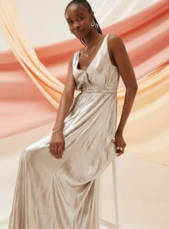 FATFACE Mimosa Metallic Maxi Dress 8 -Fit In Dress Sales tuc144503951 Silver R Z006A